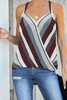 Blue Wrap V Neck Striped Draped Tank