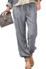 Gray Drawstring Elastic Waist Pull-on Casual Pants with Pockets