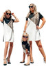 Family Matching Snakeskin Splicing Girl's T-shirt Mini Dress