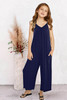 Blue Spaghetti Strap Wide Leg Girl’s Jumpsuit with Pocket