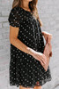 Black Polka Dot Tiered Swing Mini Dress