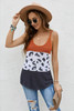 Orange Colorblock Spotted Splicing Knit Tank