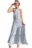 Halter Neck Sleeveless Cutout Tiered Striped Maxi Dress