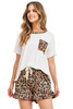 White Top Leopard Pocket and Short Lounge Set