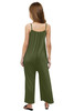 Green Spaghetti Strap Wide Leg Girl's Jumpsuit with Pocket