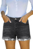 Black High Rise Cuffed Denim Shorts