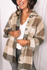 Khaki Plaid Color Block Buttoned Long Sleeve Jacket with Pocket Khaki Plaid Color Block Buttoned Long Sleeve Jacket with Pocket