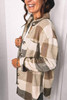 Khaki Plaid Color Block Buttoned Long Sleeve Jacket with Pocket Khaki Plaid Color Block Buttoned Long Sleeve Jacket with Pocket