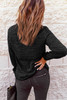 Black Heathered Turn-down Collar Pullover Sweatshirt