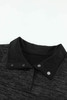 Black Heathered Turn-down Collar Pullover Sweatshirt