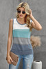 Sky Blue Color Block Knitted Tank Top