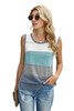 Sky Blue Color Block Knitted Tank Top