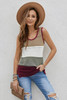 Burgundy Color Block Knitted Tank Top