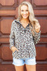 Leopard Print 1/4 Zip Turn-down Collar Sweatshirt