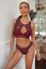 Red Lace Hollow-out Bralette Set