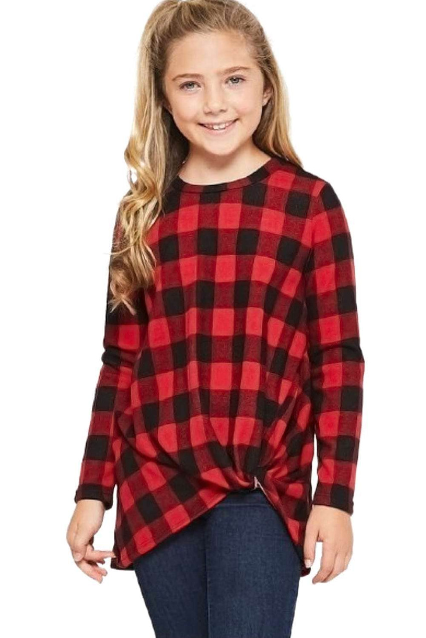 Red Buffalo Plaid Knotted Top