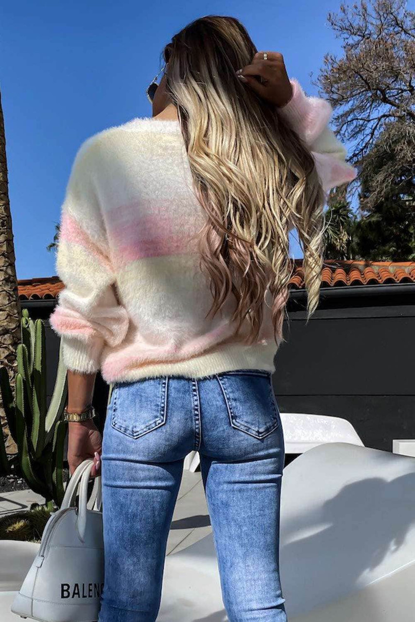 Colorblock Tie-dye Mohair Sweater