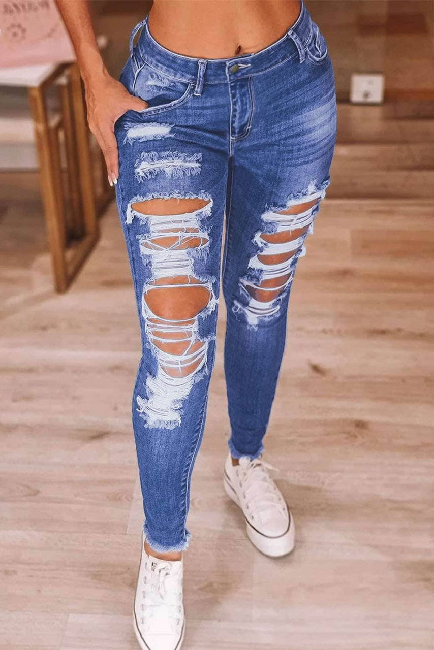 Mid-rise Ripped Raw Anklet Skinny Jeans