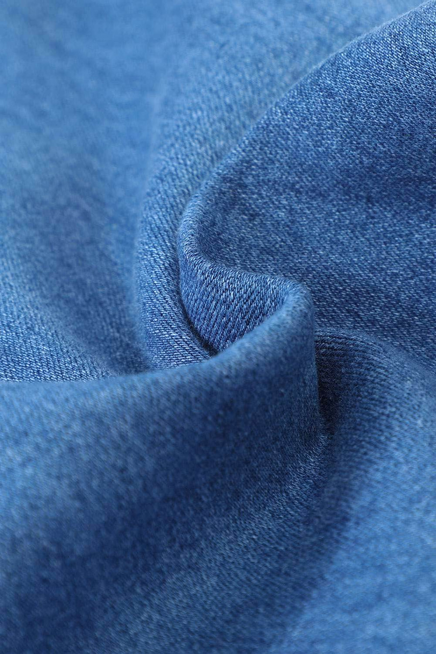 Sky Blue High Waist Raw Hem Button Ripped Flare Jeans Sky Blue High Waist Raw Hem Button Ripped Flare Jeans
