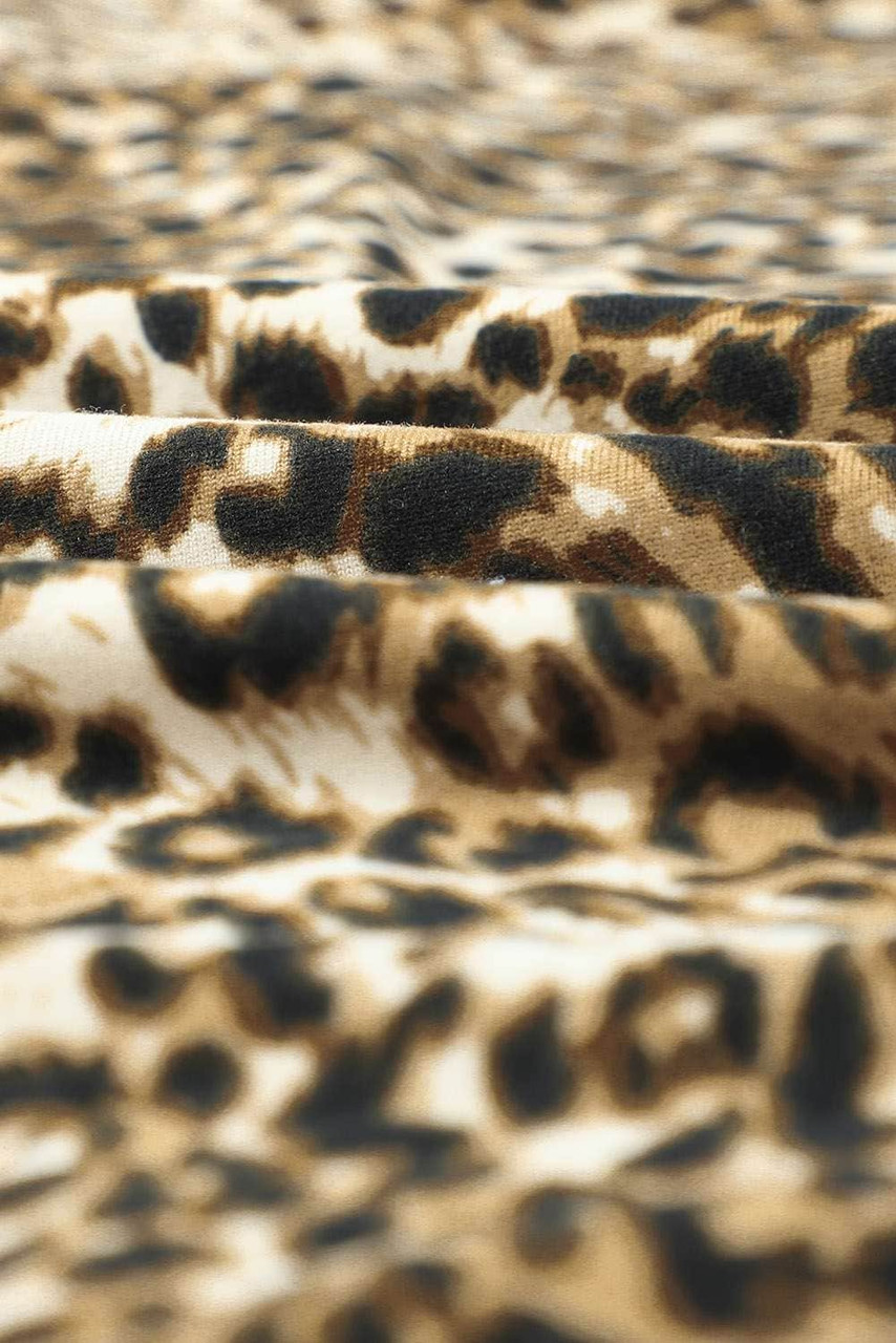 Leopard Print Sequin Pocket Long Sleeve Top