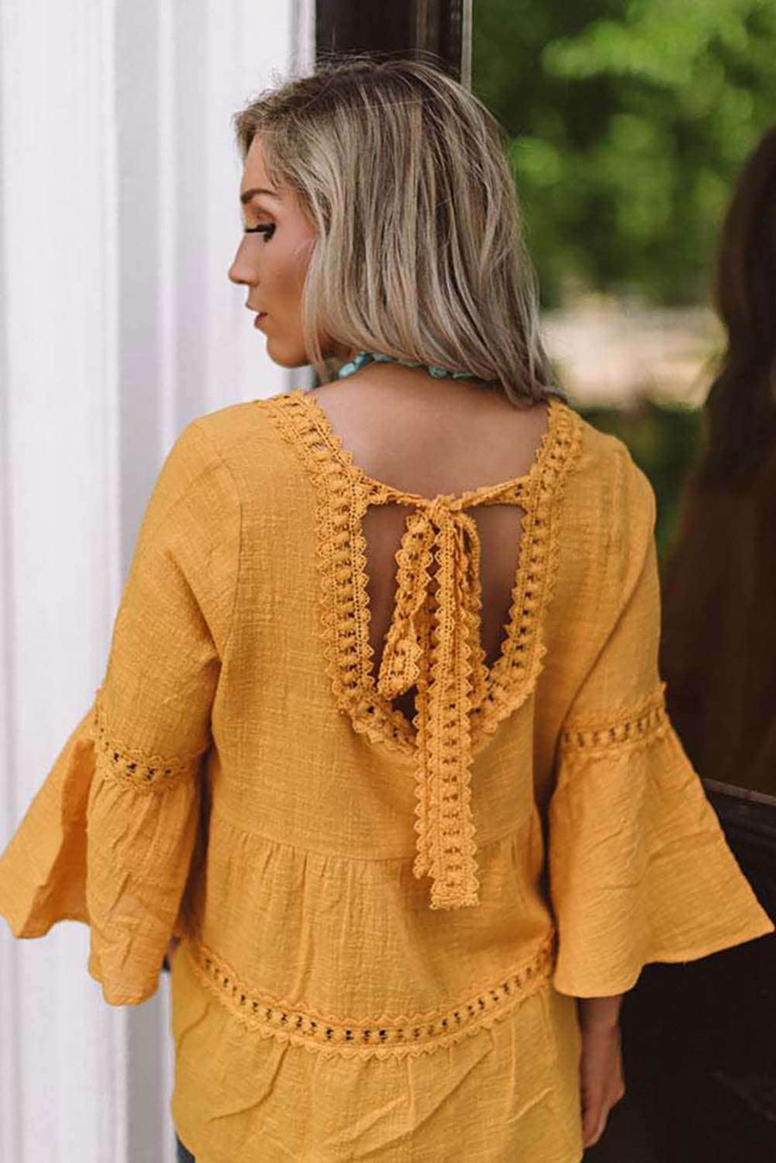 Crochet 3/4 Flared Sleeve Shirt