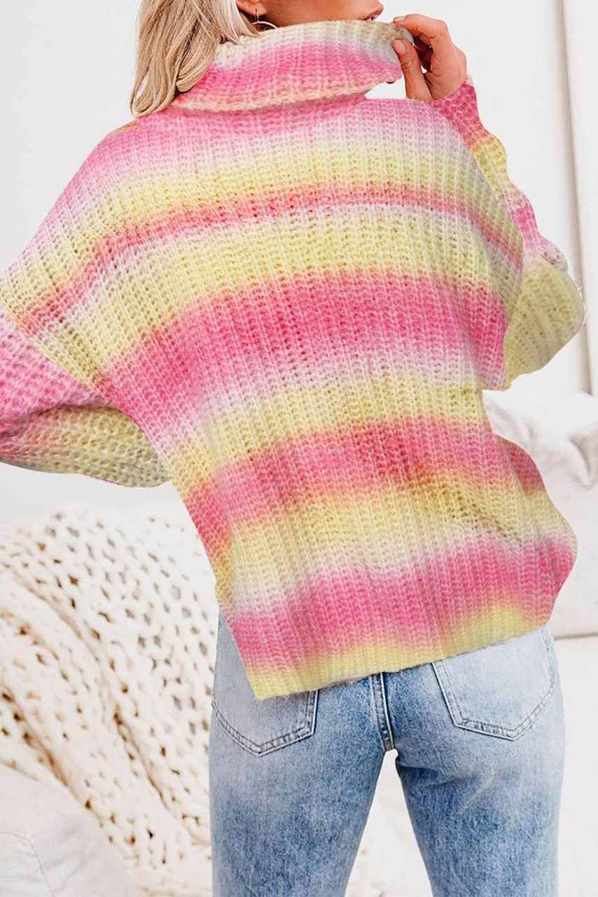 Cowl Neck Ombre Knit Sweater Cowl Neck Ombre Knit Sweater