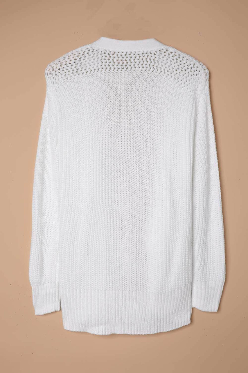 White Wrap V Neck Sweater with Side Tie White Wrap V Neck Sweater with Side Tie