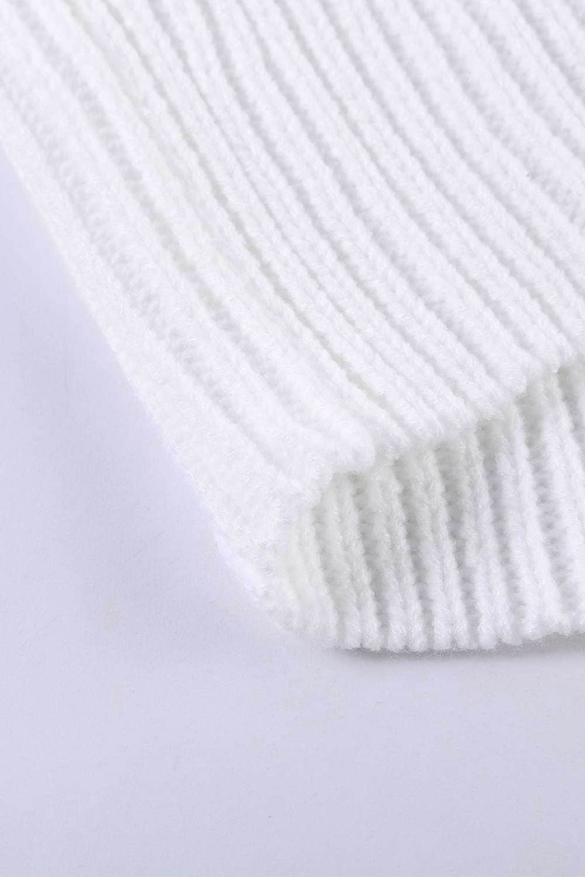 White Wrap V Neck Sweater with Side Tie White Wrap V Neck Sweater with Side Tie