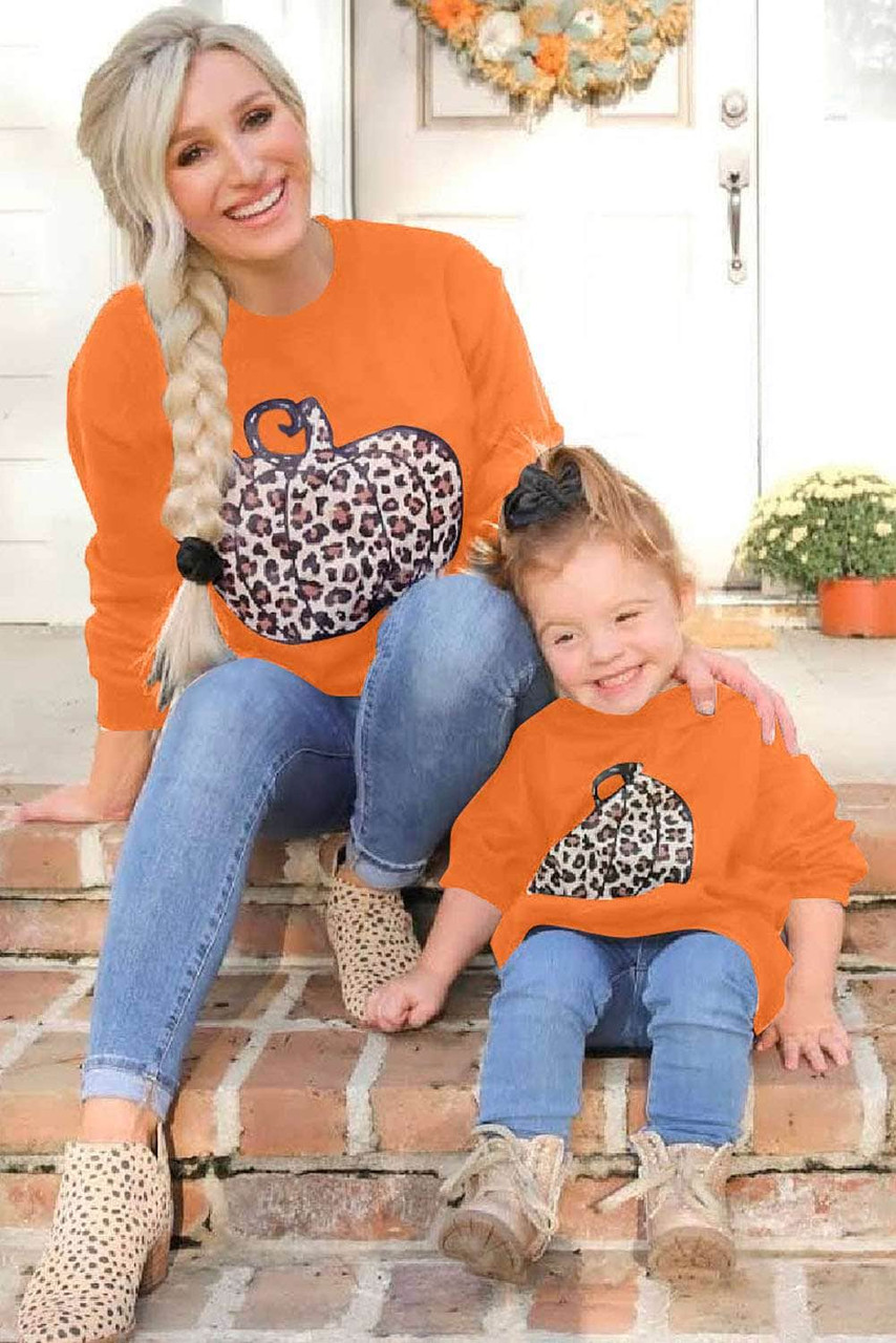 Halloween Pumpkin Print Parent-child Matching Mom's Pullover Sweatshirt