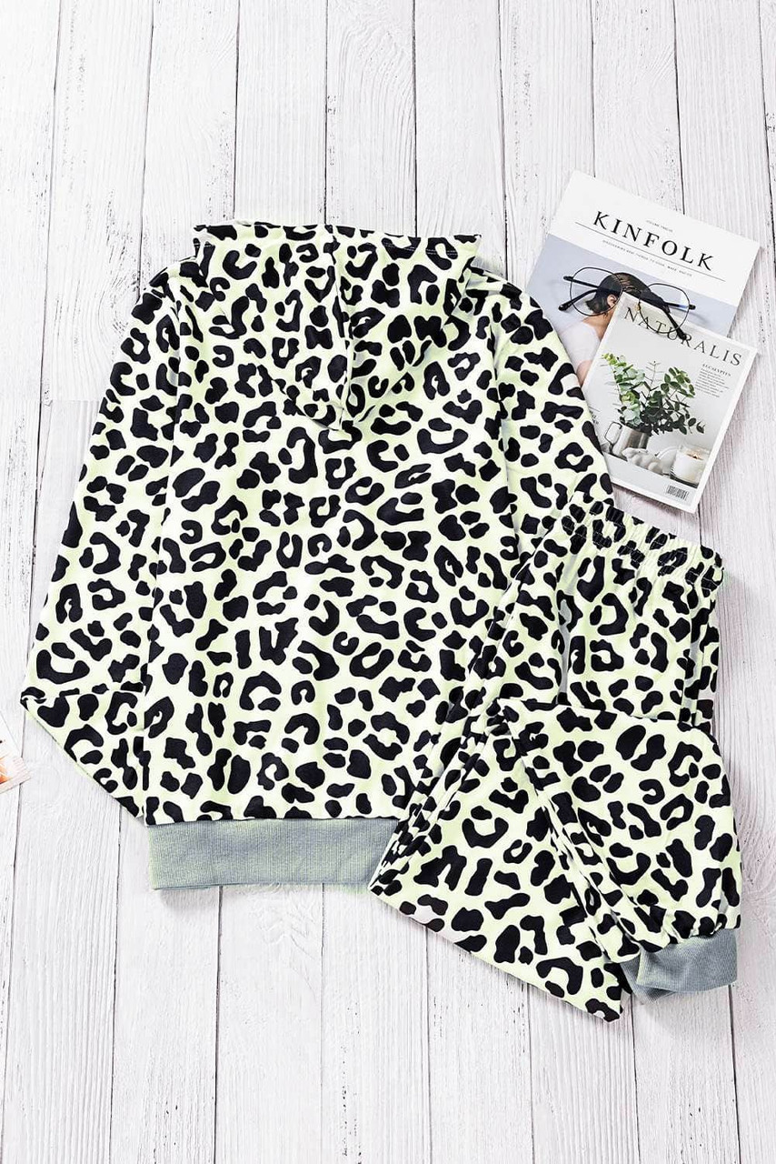 Leopard Print Hooded Top and Slim-fit Pants Loungewear Leopard Print Hooded Top and Slim-fit Pants Loungewear