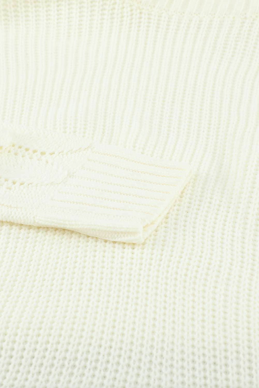 White Plain Turtleneck Sweater Dress with Slits White Plain Turtleneck Sweater Dress with Slits