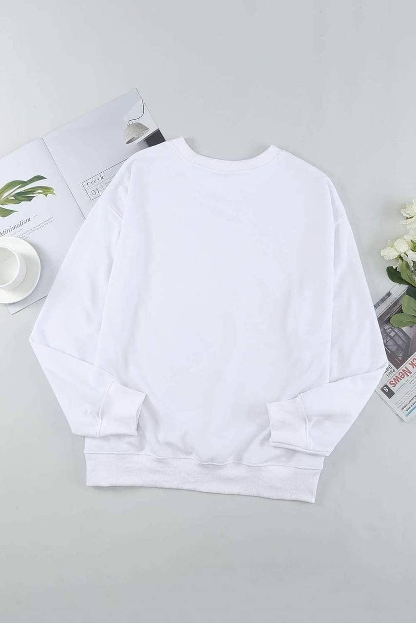White Plain Crew Neck Pullover Sweatshirt White Plain Crew Neck Pullover Sweatshirt
