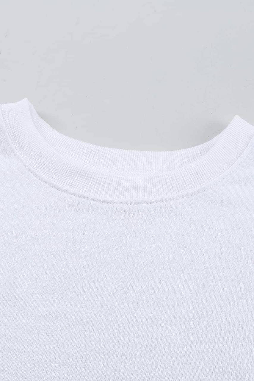 White Plain Crew Neck Pullover Sweatshirt White Plain Crew Neck Pullover Sweatshirt
