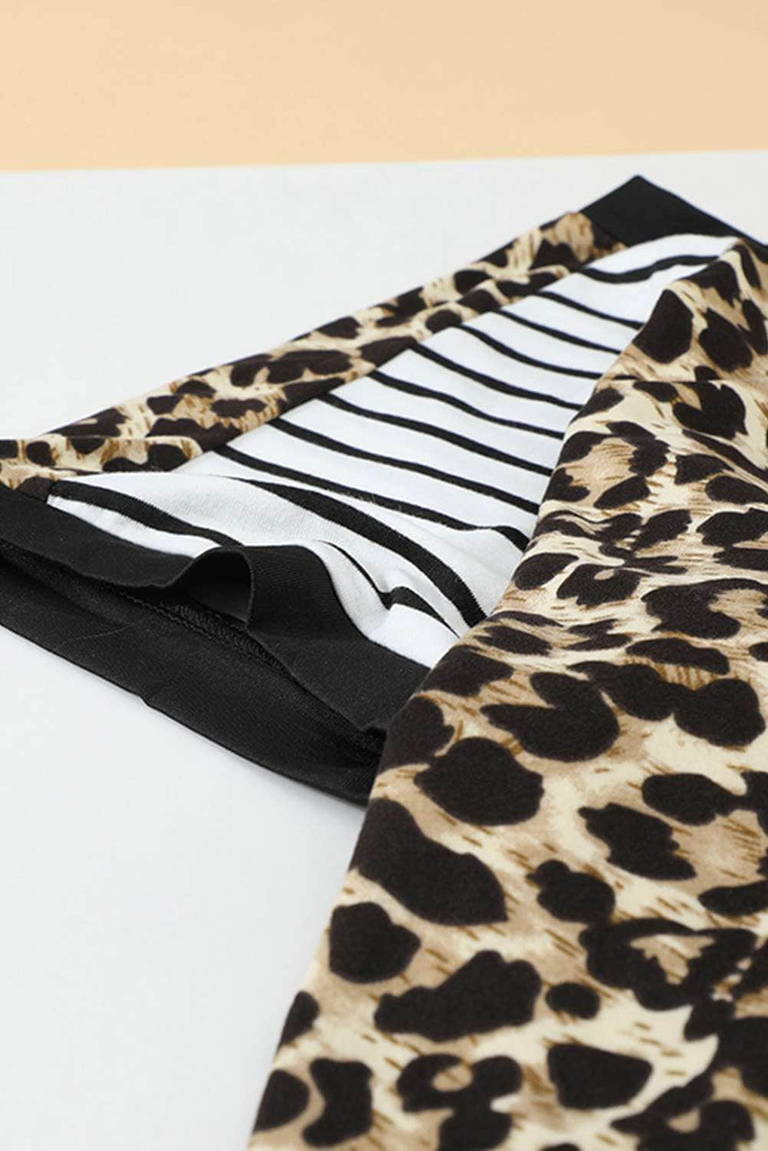 Raglan Sleeve Leopard Plus Size Tee