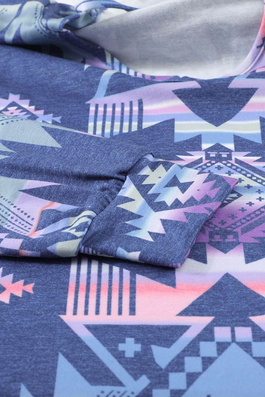 Blue Aztec Print Hoodie