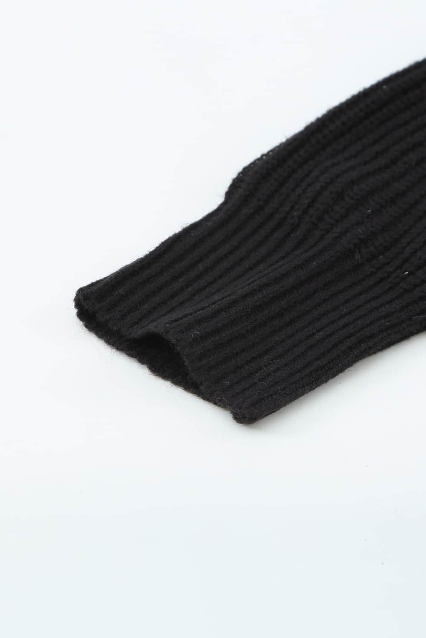 Black Zip Knitted High Neck Sweater