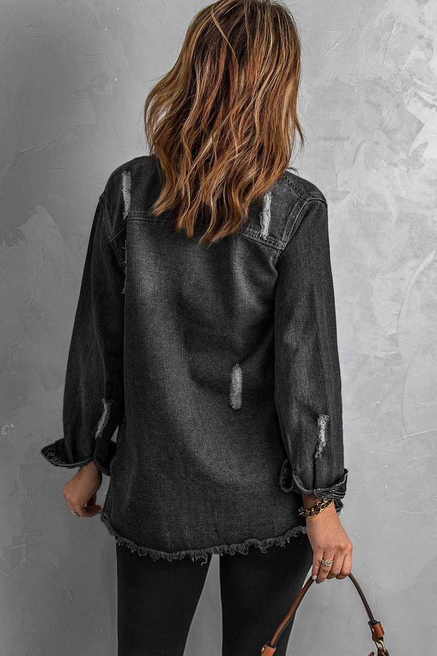 Black Distressed Denim Jacket