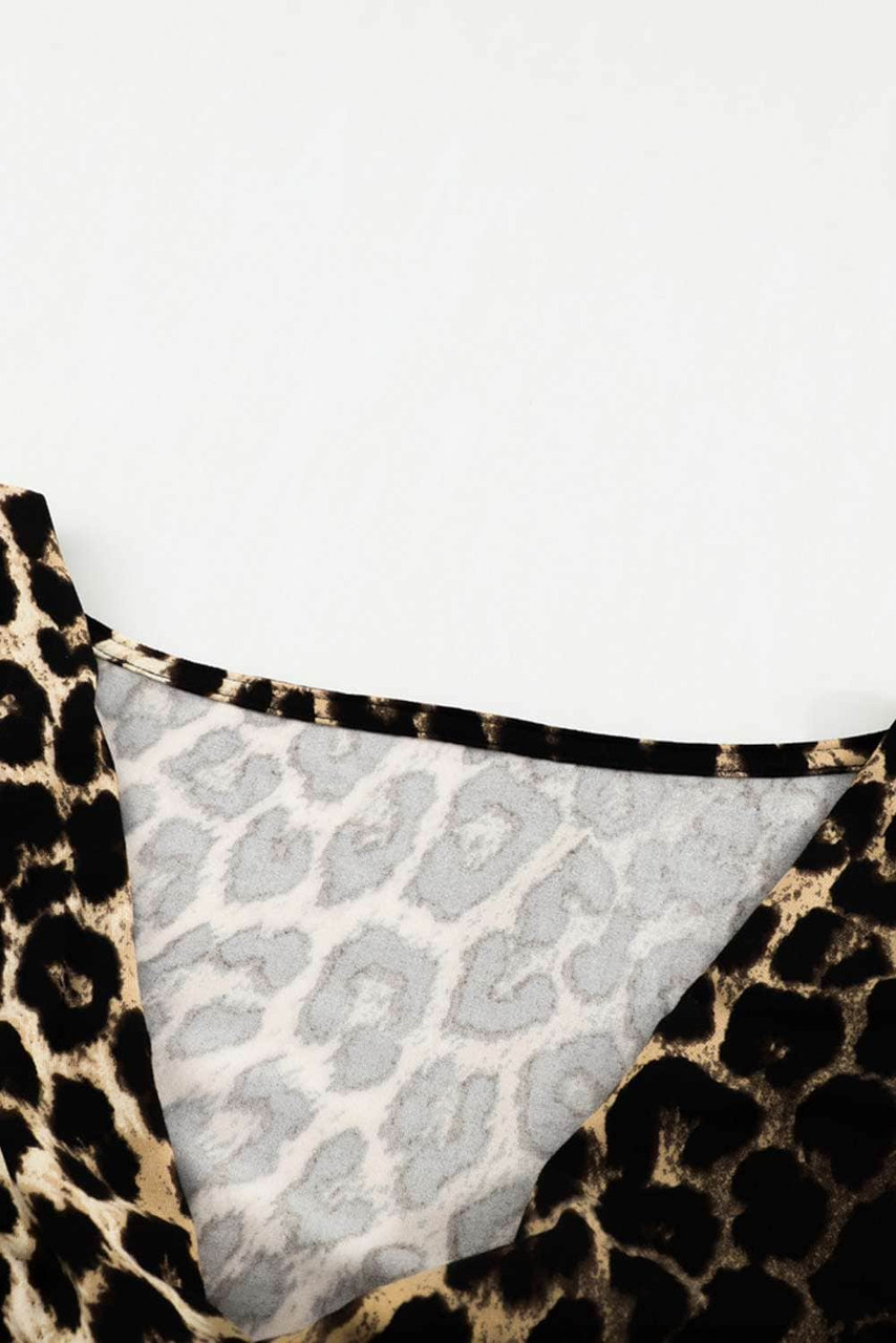 Leopard Off Shoulder Long Sleeve Bodycon Mini Dress