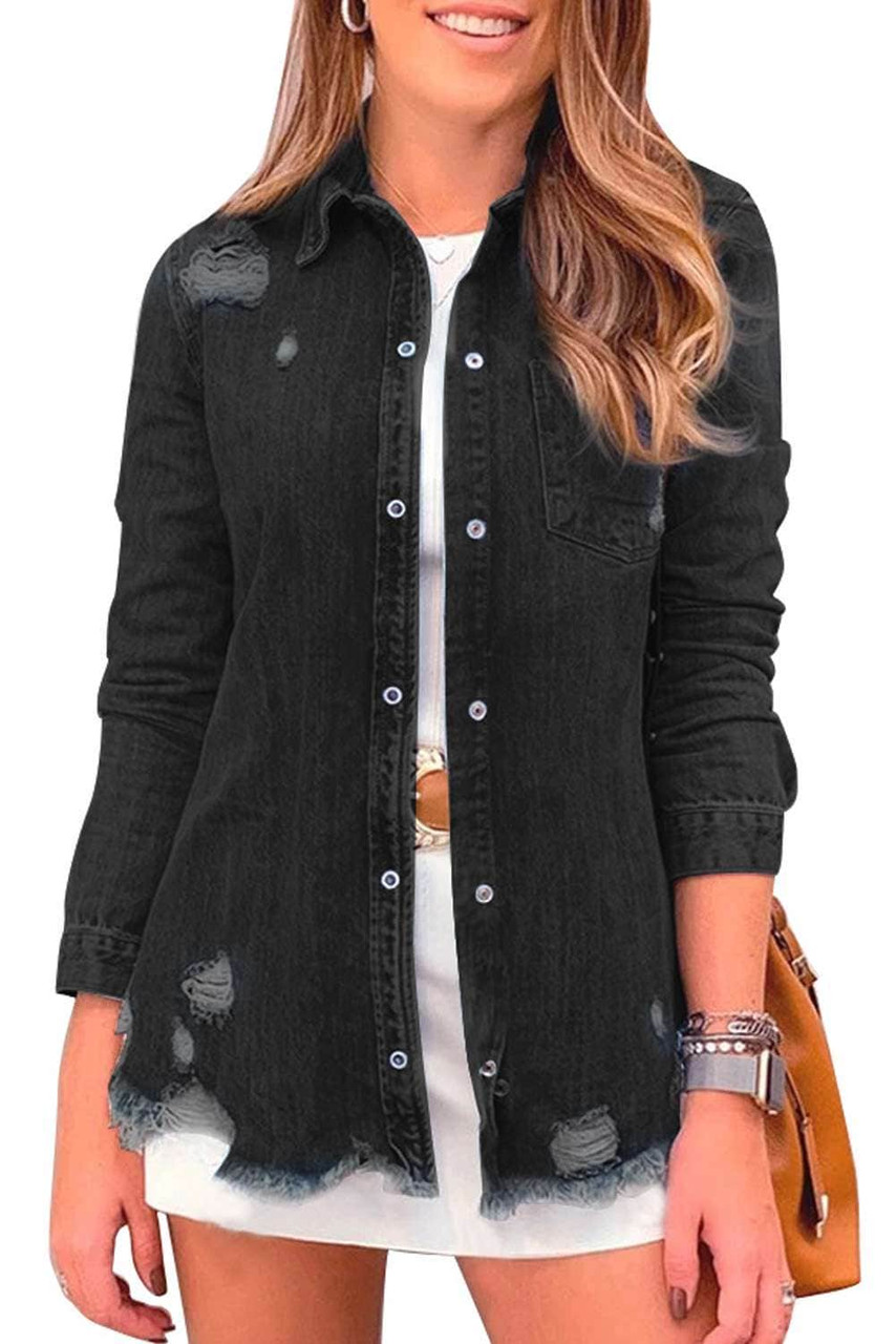Black Ripped Denim Jacket Black Ripped Denim Jacket
