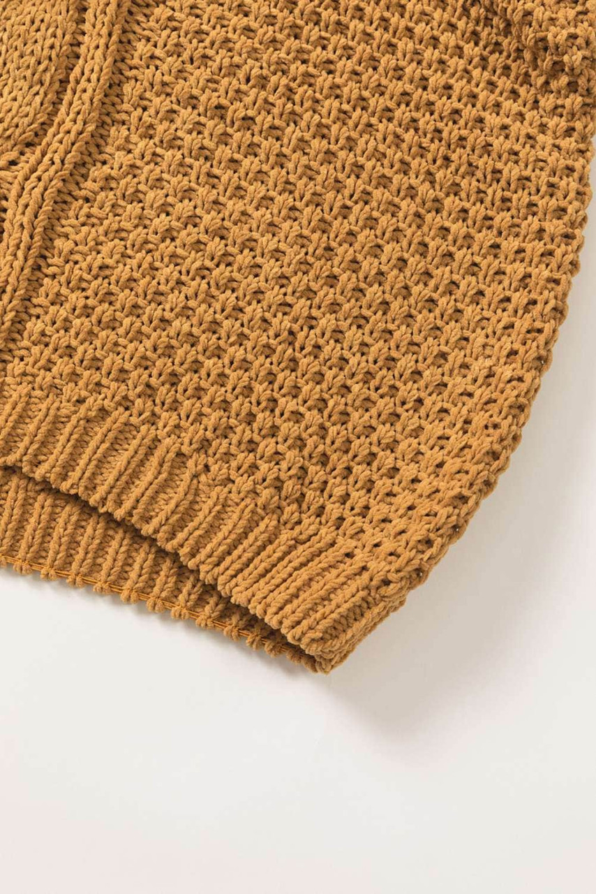 Yellow Solid Turtleneck Cable Knit Pullover Sweater Yellow Solid Turtleneck Cable Knit Pullover Sweater