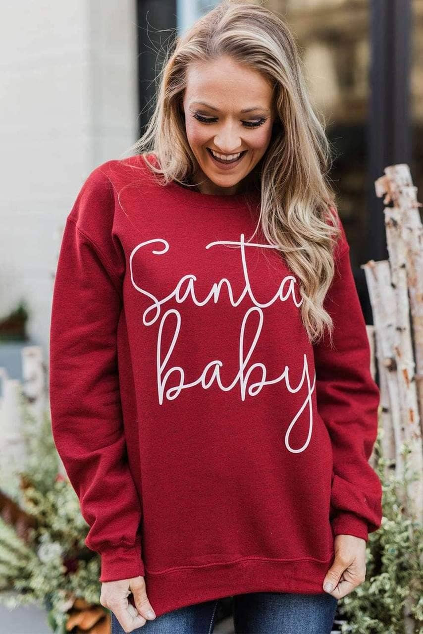 Christmas Santa Baby Print Pullover Sweatshirt Christmas Santa Baby Print Pullover Sweatshirt