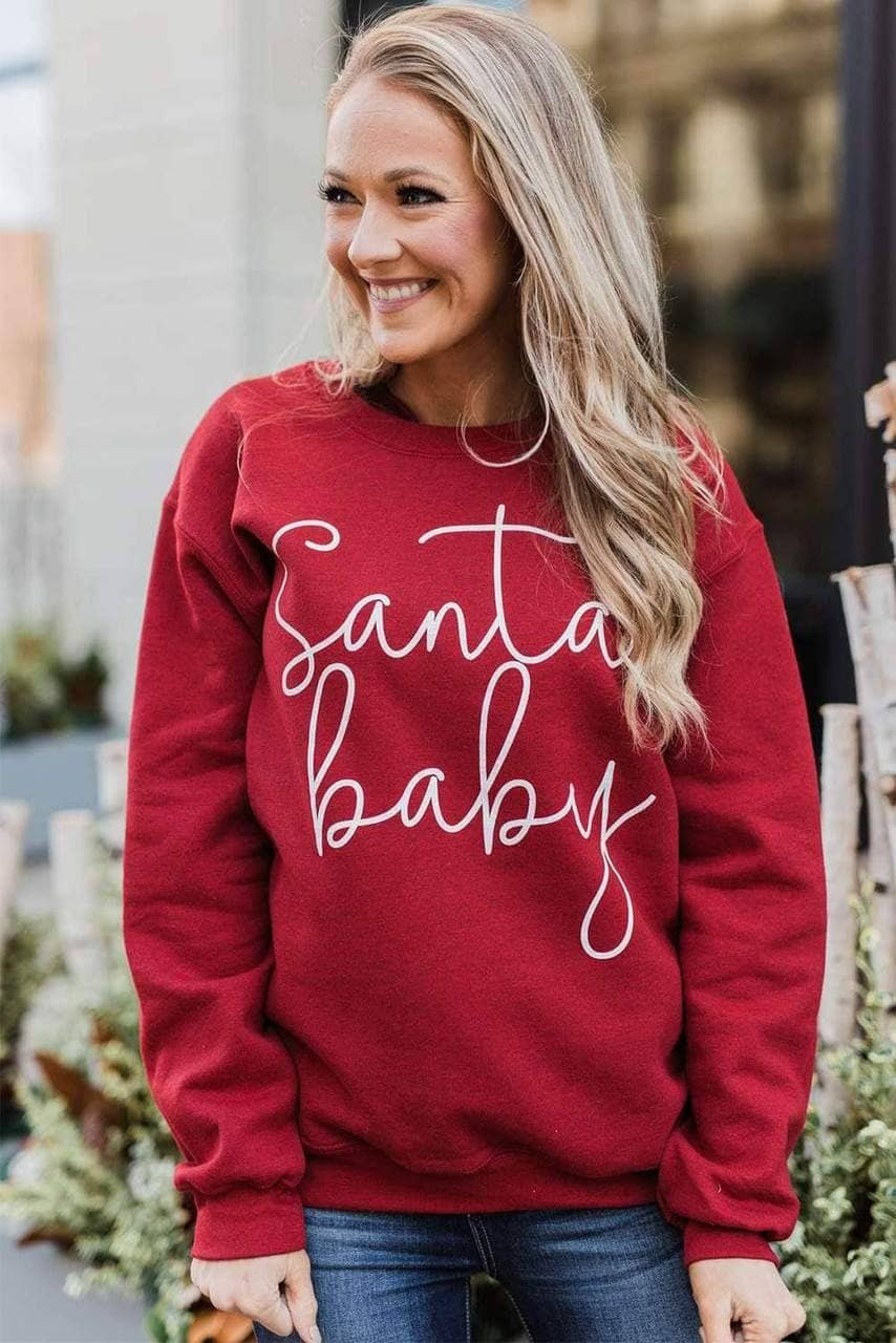 Christmas Santa Baby Print Pullover Sweatshirt Christmas Santa Baby Print Pullover Sweatshirt