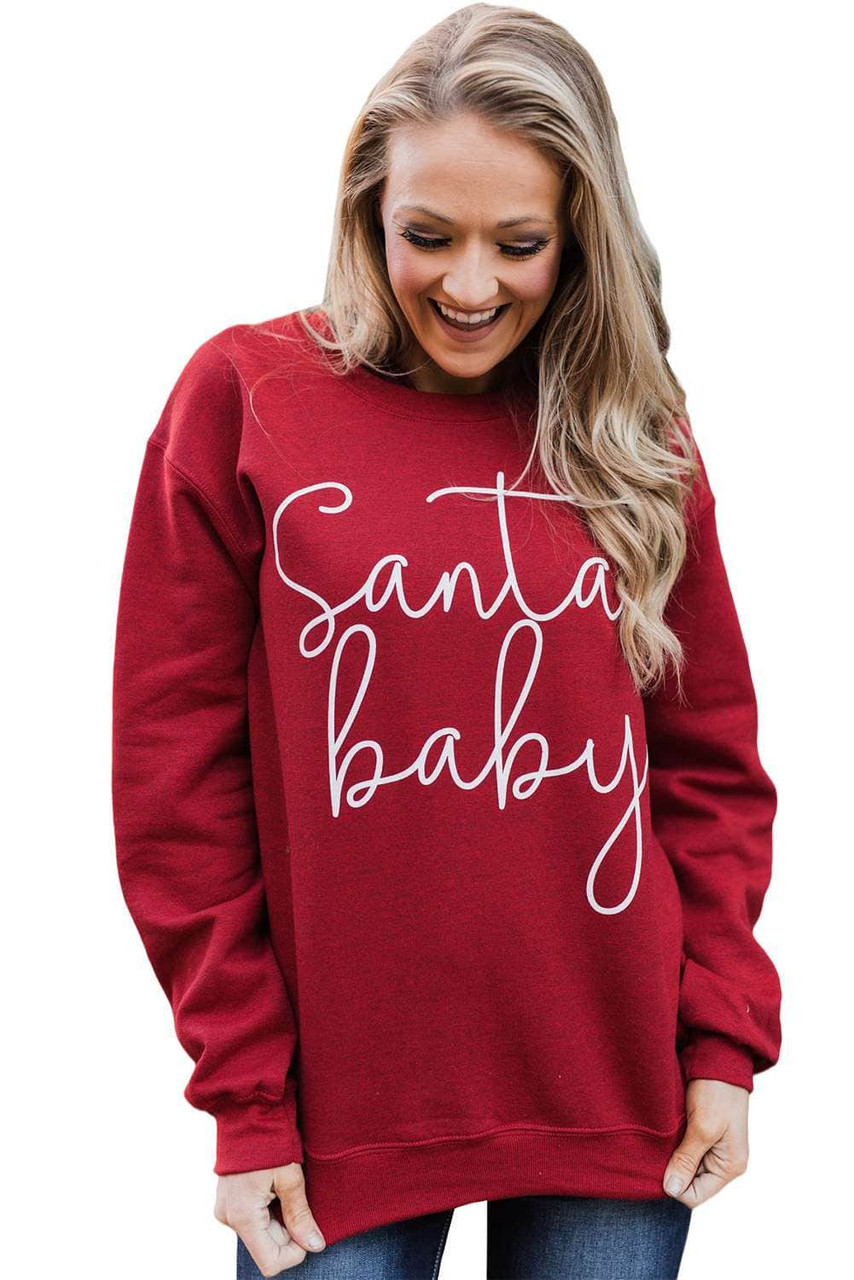 Christmas Santa Baby Print Pullover Sweatshirt