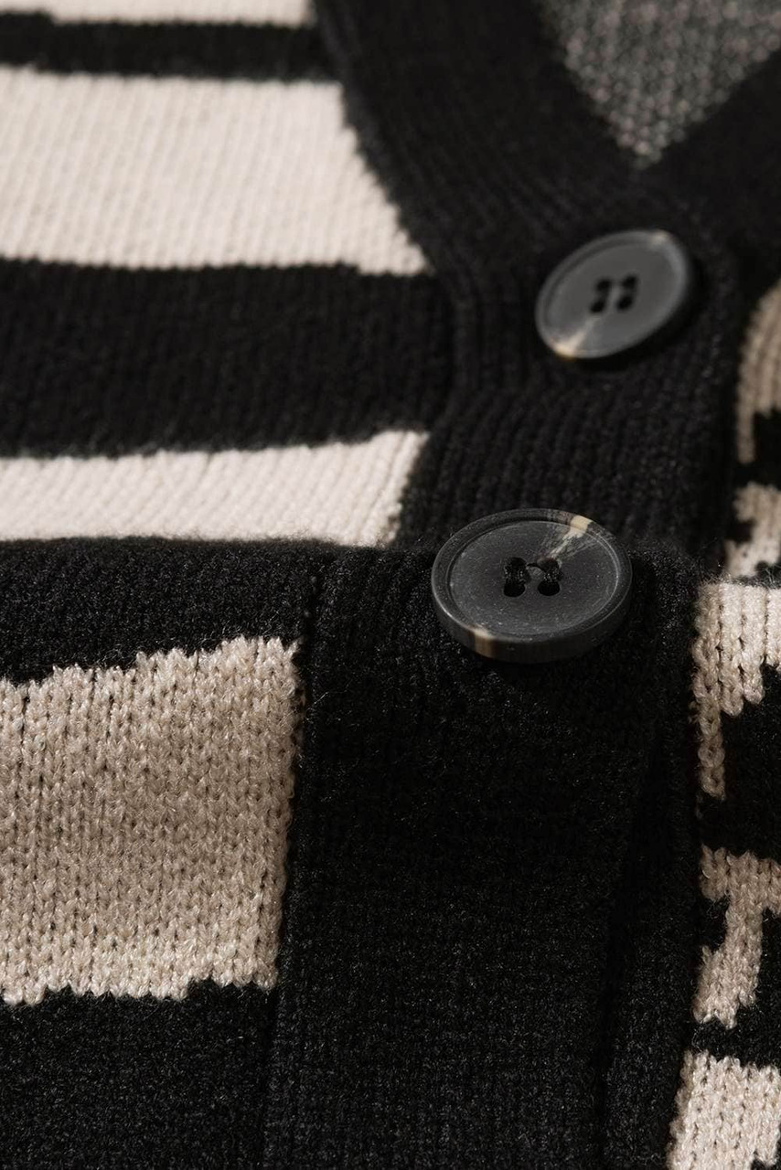 Black Animal Print Buttons Cardigan