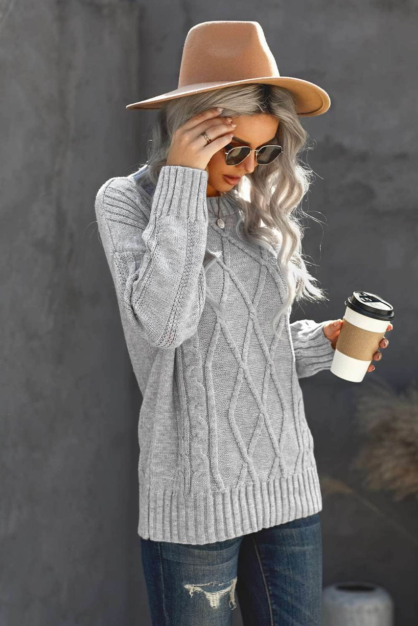 Gray Oversize Thick Pullover Sweater