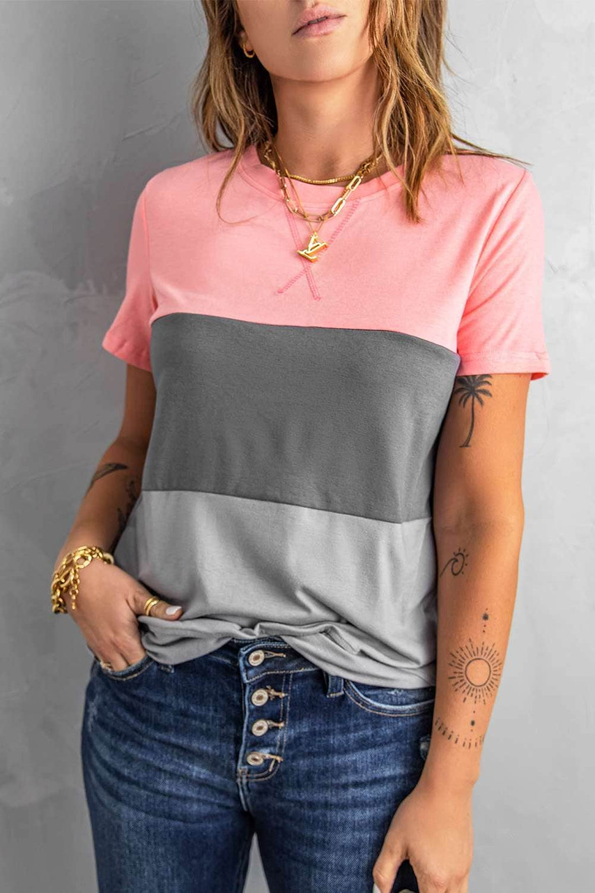 Gray Contrast Colorblock T-shirt