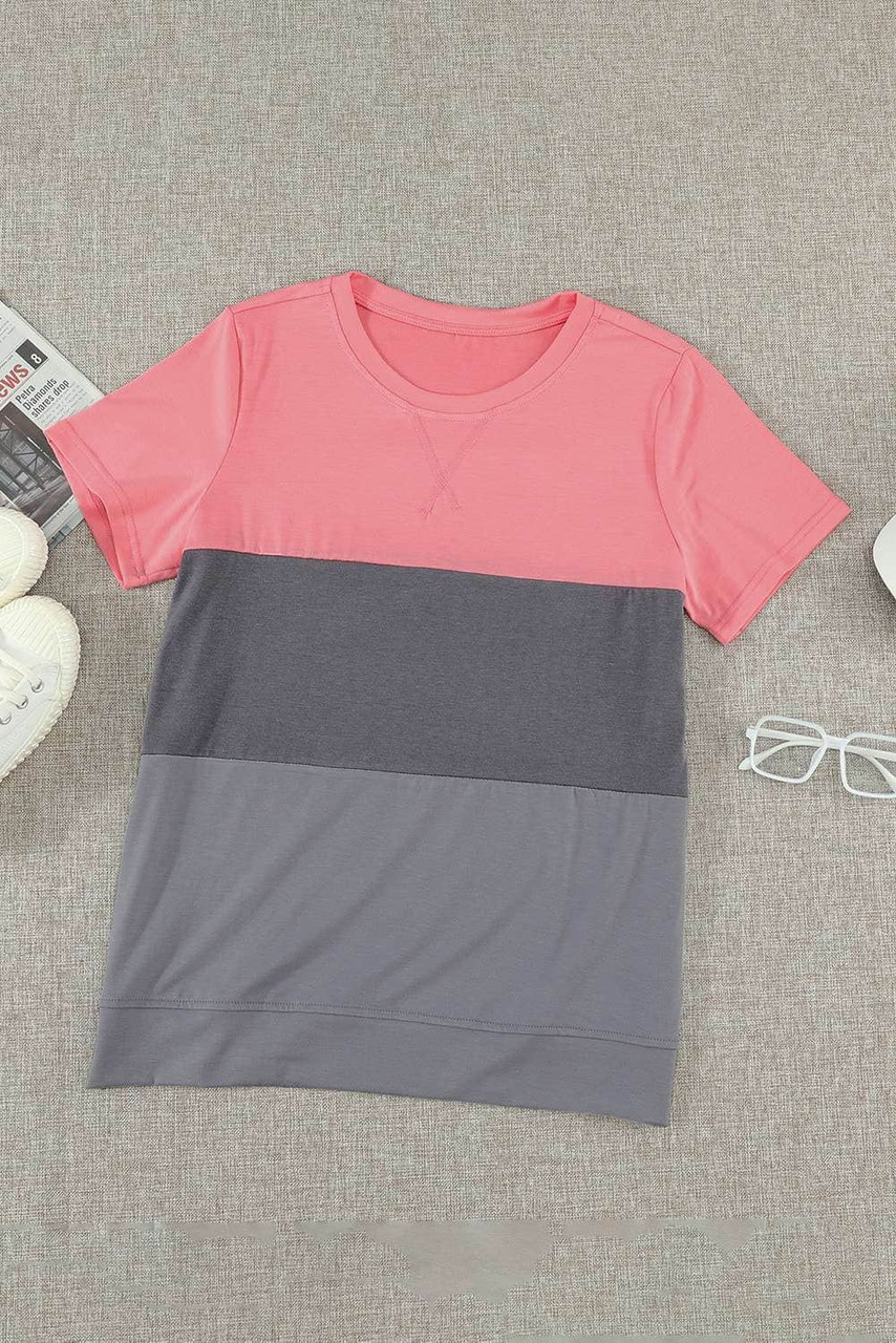 Gray Contrast Colorblock T-shirt