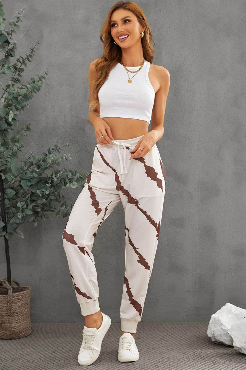 Casual Tie-dyed Drawstring Elastic Waist Pants