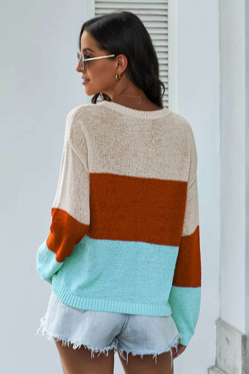 Apricot Colorblock Knit Top