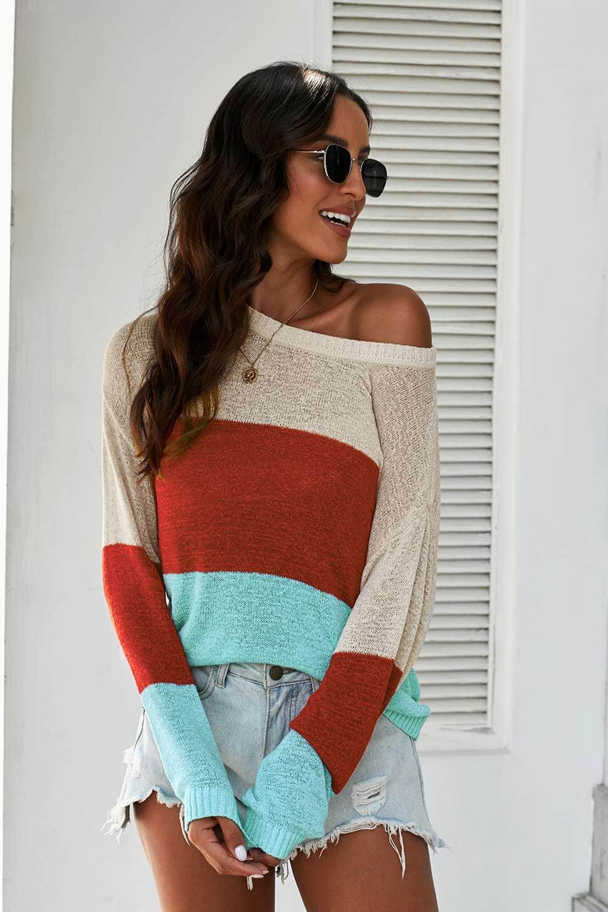 Apricot Colorblock Knit Top